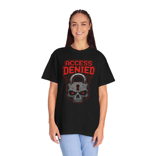 Access Denied Skull T-Shirt — Gothic Padlock Graphic Tee