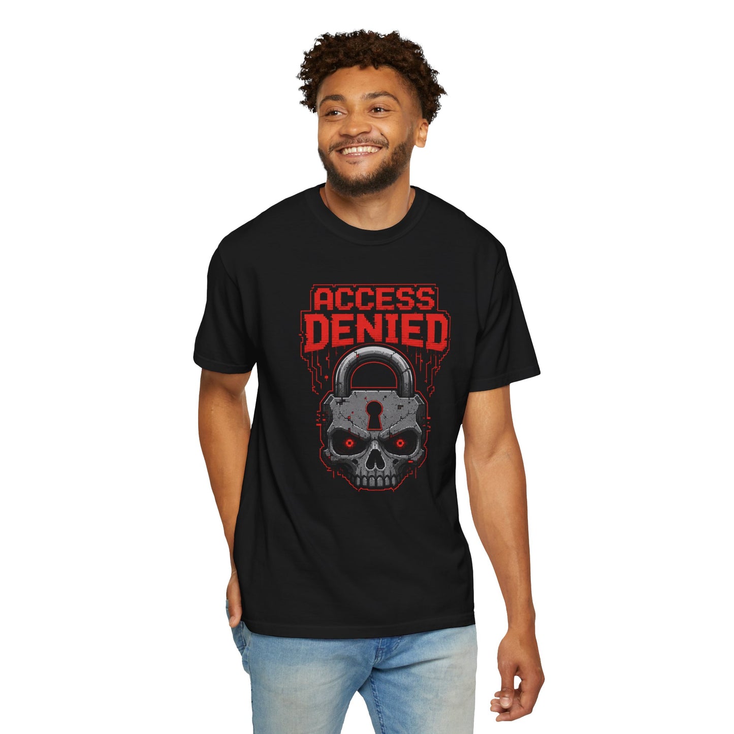 Access Denied Skull T-Shirt — Gothic Padlock Graphic Tee