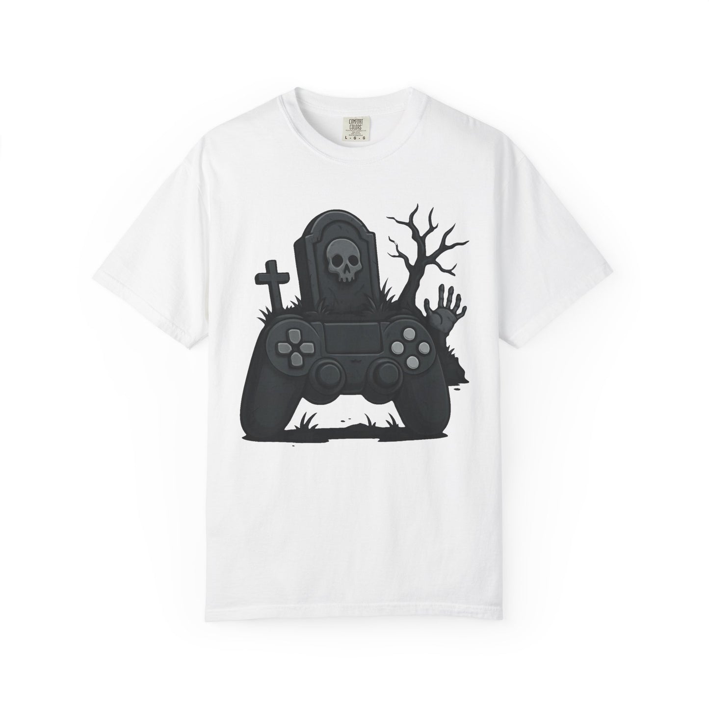 Graveyard Gamer Tee – Dark Skull & Controller Gaming Shirt