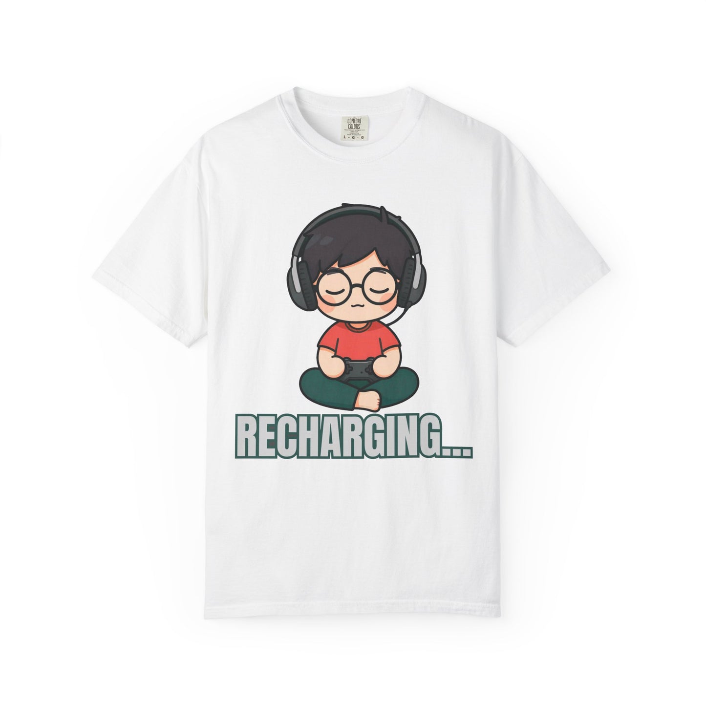 Recharging T-Shirt — Cute Meditating Gamer Graphic Tee