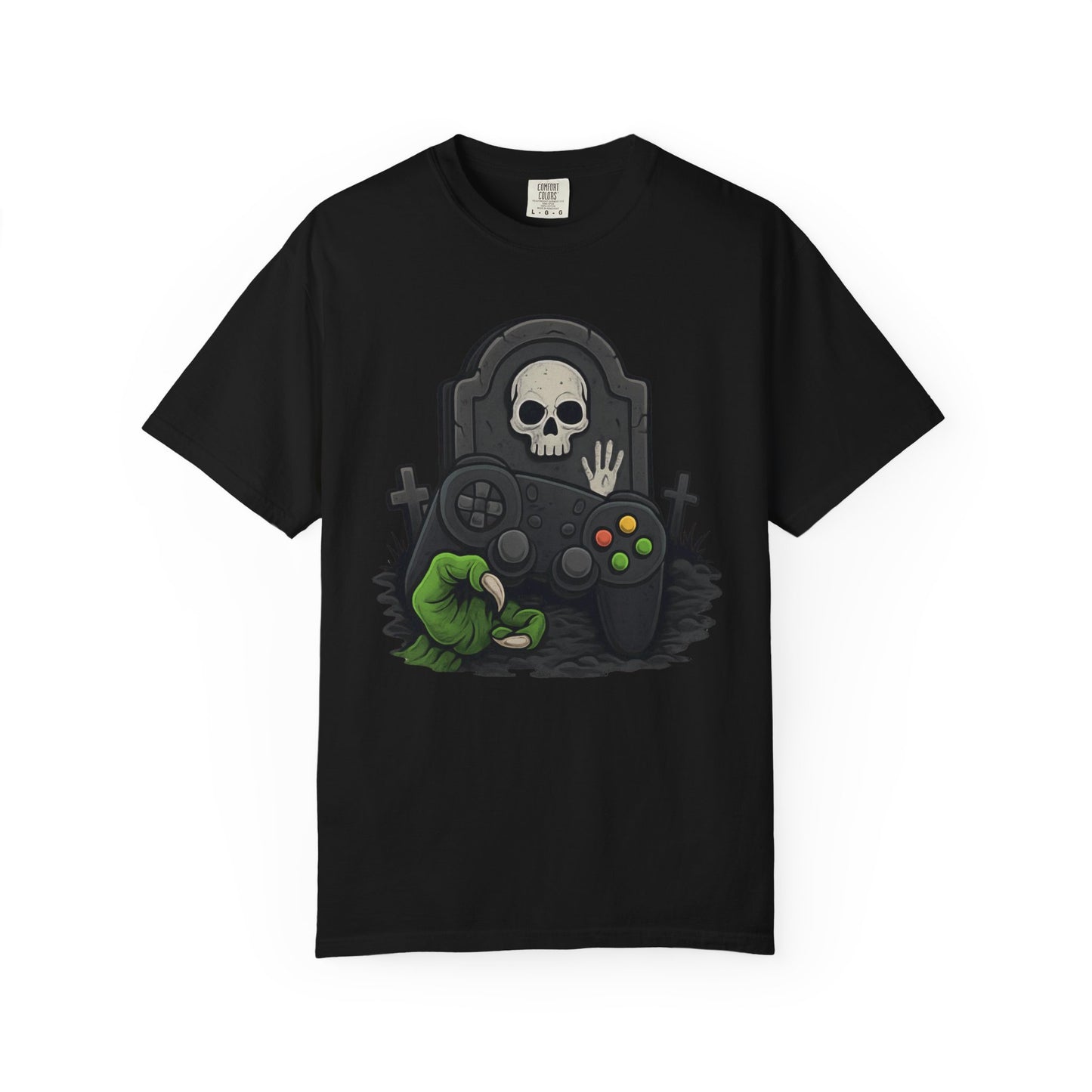Gamer Graveyard T-Shirt – Horror Gaming Skull & Controller Tee