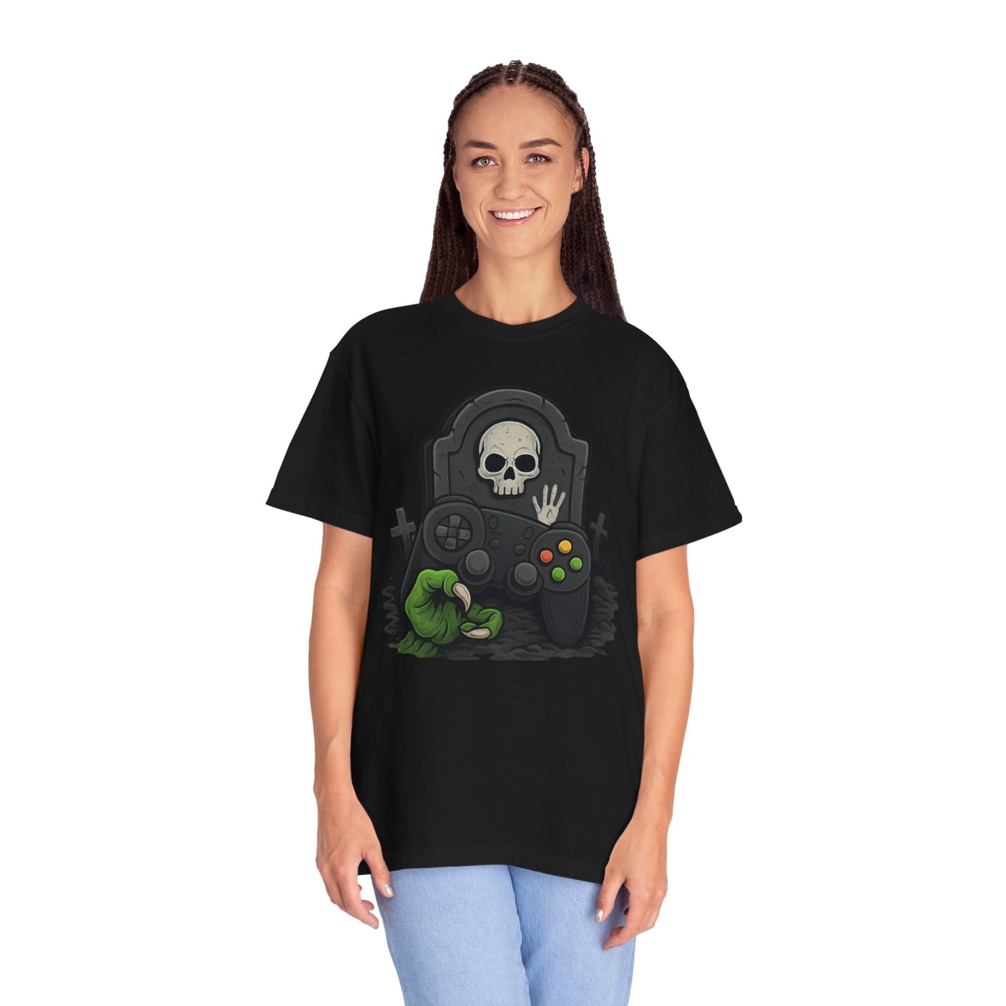 Gamer Graveyard T-Shirt – Horror Gaming Skull & Controller Tee