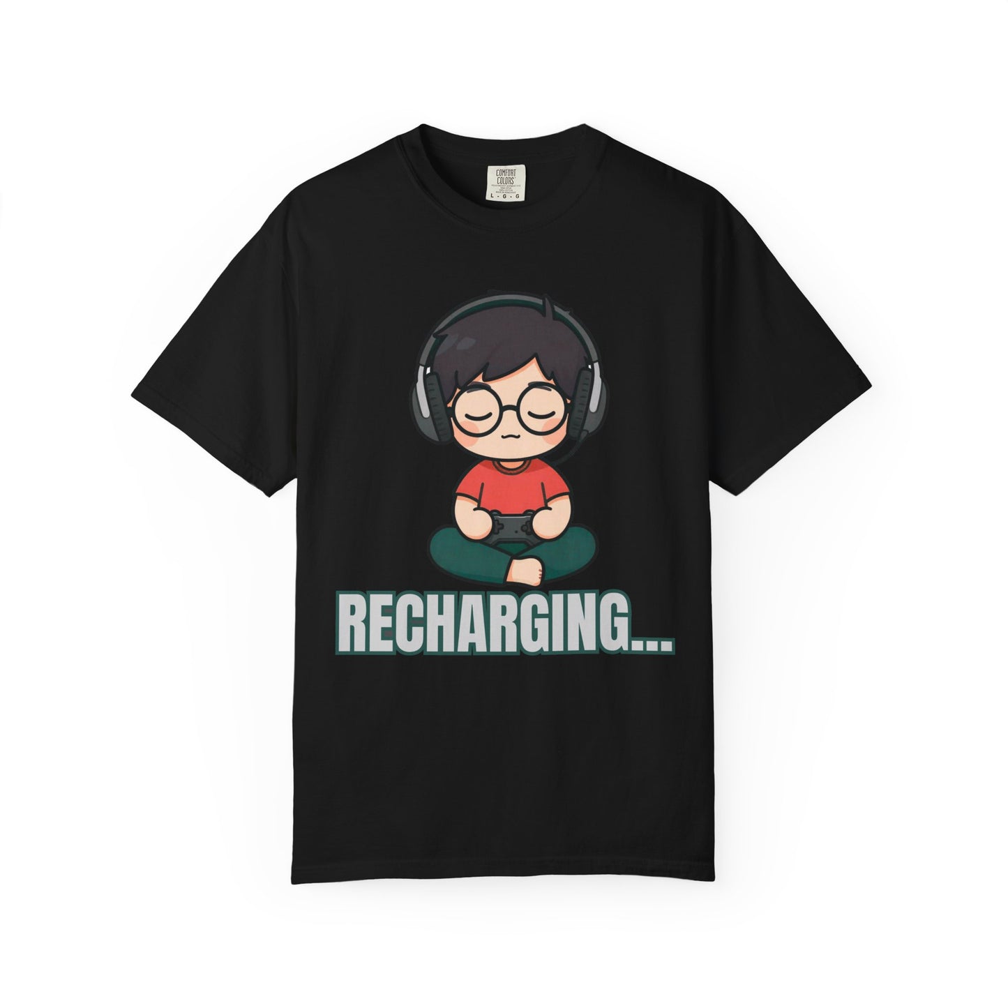 Recharging T-Shirt — Cute Meditating Gamer Graphic Tee