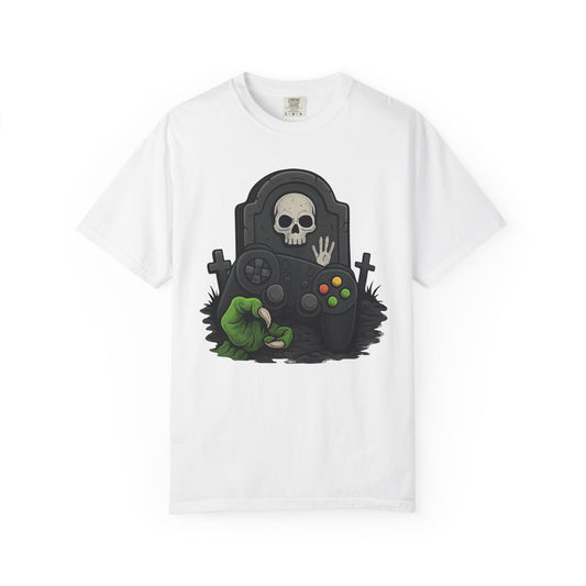 Gamer Graveyard T-Shirt – Horror Gaming Skull & Controller Tee